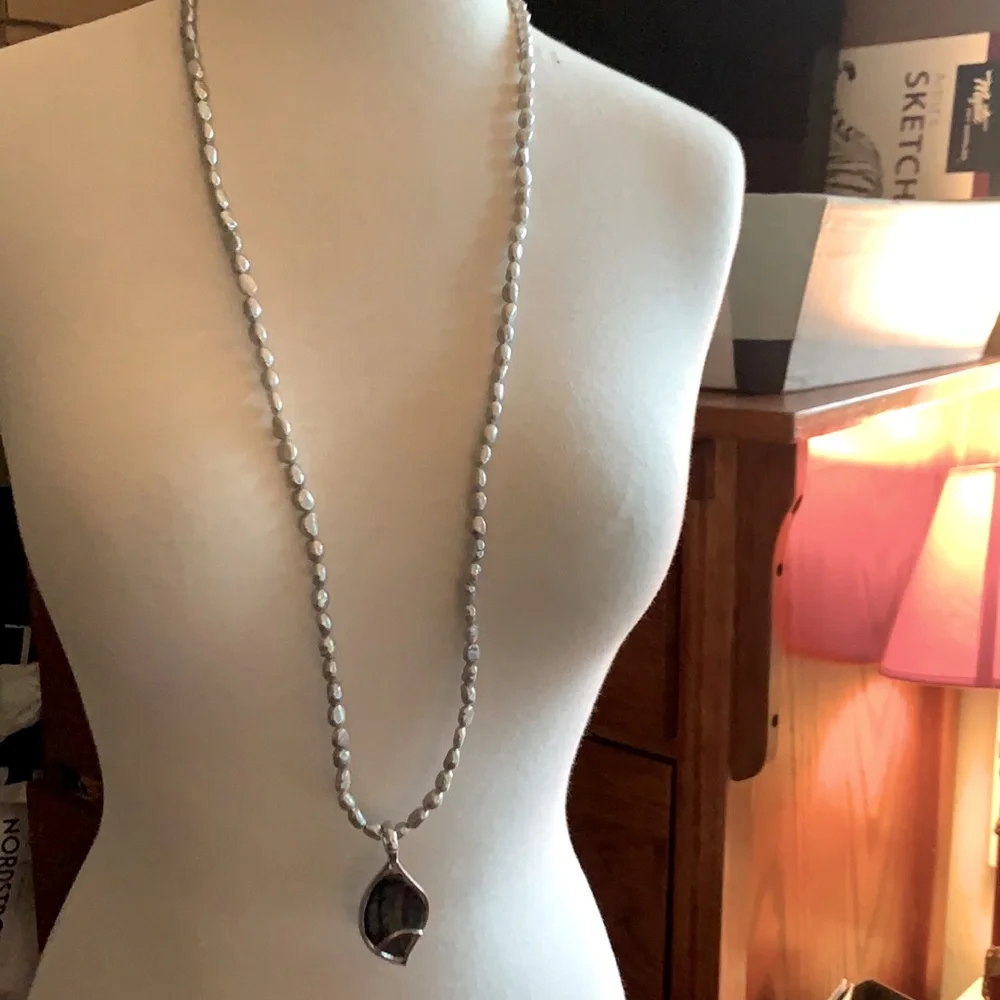 925 silver and Fresh water pearl and mother of pearl strand and pendant